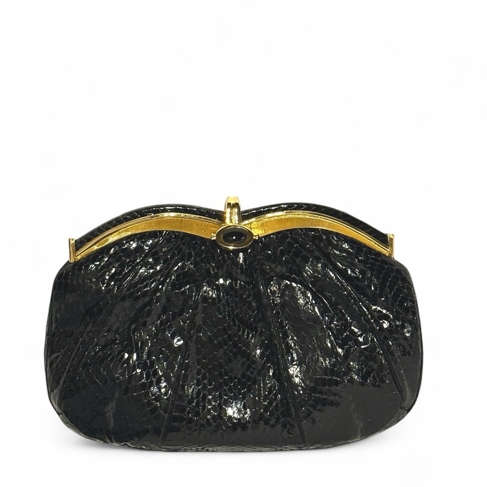 SOLD Authentic Judith Leiber Black Python Clutch